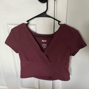 SO Burgundy V-Neck Top M